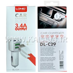 شارژر فندکی LDNIO DL-C29 فست 3.4A / کابل میکرو اندرویدی