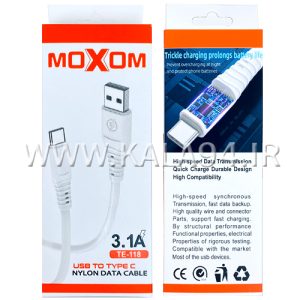 کابل 1 متر شارژر و دیتا MOXOM VE-118 تایپ سی / فست 3.1A
