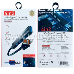 هاب و مبدل CLTM-n1 / پورت TYPE-C و USB‌ سوکت نارنجی و USB سوکت آبی