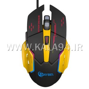موس سیمی گیمینگ BAYBEL GM-900 ENERGY با 6 کلید و DPI، LED RGB، کابل کنفی