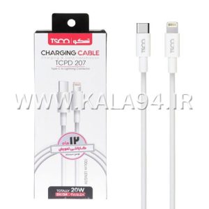 کابل شارژر و دیتا TSCO TCPD207 تایپ سی و لایتنینگ 20W
