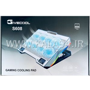 فن خنک کننده لپ تاپ GIVECOOL S608 صفحه فلزی | دارای 8 فن | RGB | استند
