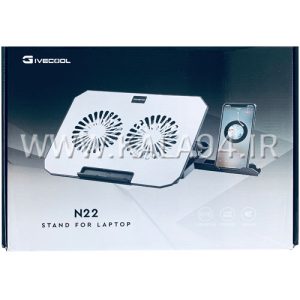 فن خنک کننده لپ تاپ GIVECOOL N22 صفحه فلزی | دارای 2 فن | استند