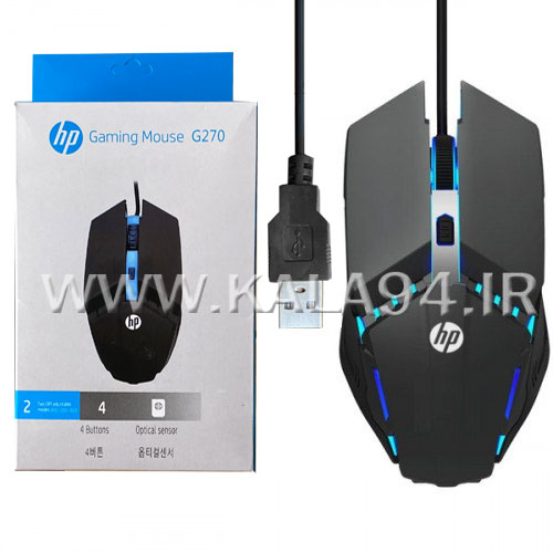 موس سیمی HP G270 گیمینگ | دارای 3 کلید با DPI | با RGB