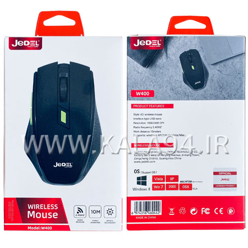 موس بی سیم JEDEL W400 | دارای 6 کلید با DPI | گیمینگ