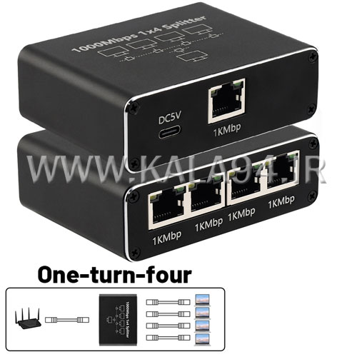 اسپلیتر شبکه RJ45 | نوع 1 به 4 | سرعت 100/1000mbs | فلزی