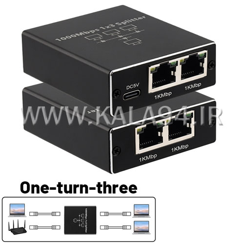 اسپلیتر شبکه RJ45 | نوع 1 به 3 | سرعت 100/1000mbs | فلزی