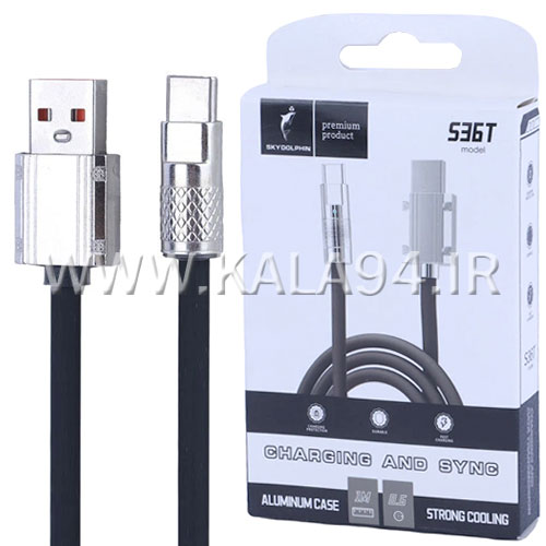 کابل 1 متر شارژر و دیتا SKYDOLPHIN SC36T تایپ سی | 2.4A | فوق العاده ضخیم | سرفلزی